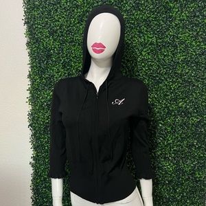 *Vintage Clio Black Silk Blend Hoddie Letter A